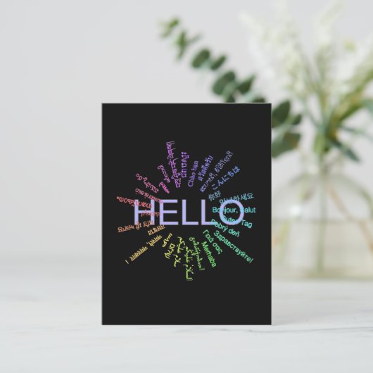 Carte postale Hello (multilingue) (Debout devant)
