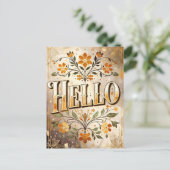 Carte Postale Hello, pretty floral design, (Debout devant)