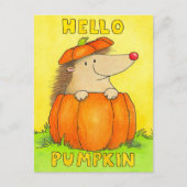 Carte Postale Hello Pumpkin - Cute hedgehog fall  (Devant)