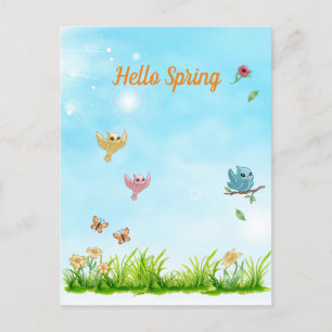 Carte Postale Hello Spring & Blue Sky