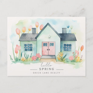 Carte Postale Hello Spring Pastel House Real Estate Marketing