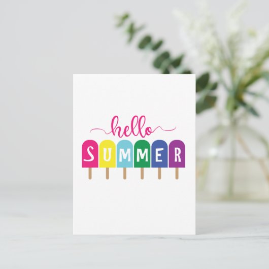 Carte Postale Hello Summer ppops lolly (Debout devant)
