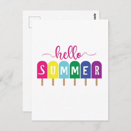 Carte Postale Hello Summer ppops lolly (Devant / Derrière)