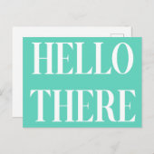 Carte Postale Hello There Design de typographie dans Mint Green (Devant / Derrière)