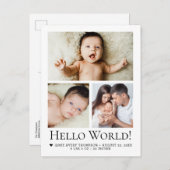 Carte Postale Hello World Baby Photos Faire-part de naissance (Devant / Derrière)