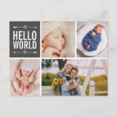 Carte Postale Hello World et Faire-part de naissance Photo Colla (Devant)