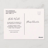 Carte Postale HELLO WORLD - faire-part de naissance fille (Dos)