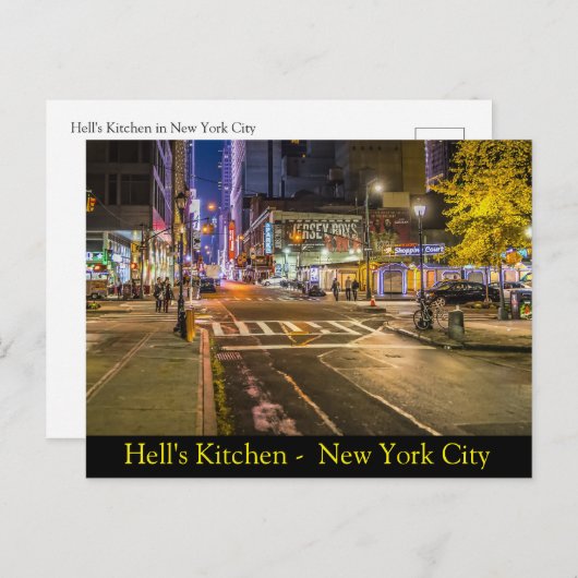 Carte Postale Hell's Kitchen à New York (Devant / Derrière)