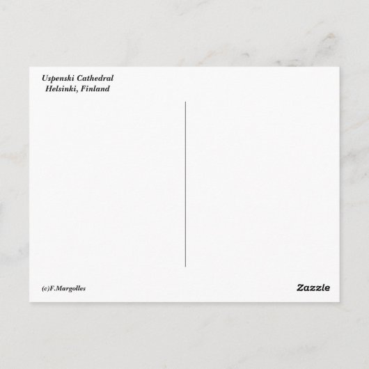 Carte postale Helsinki (Dos)