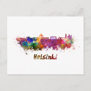 Carte Postale Helsinki ciel en aquarelle