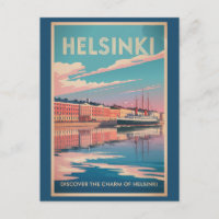 Helsinki Finland bord de mer Voyage Art Vintage