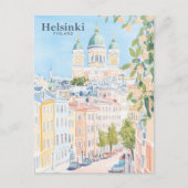 Carte Postale Helsinki Finlande Gouache Peinture Illustration Vo (Devant)