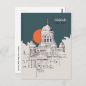 Carte Postale Helsinki Finlande ville vintage voyage bienvenue (Devant / Derrière)