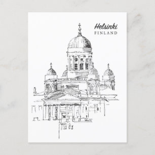 Carte Postale Helsinki Finlande ville vintage voyage bienvenue