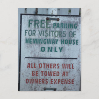 Carte Postale Hemingway House visiteur Parking panneau