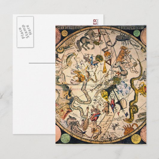 Carte Postale Hémisphères Celestial, 1790 (Devant / Derrière)