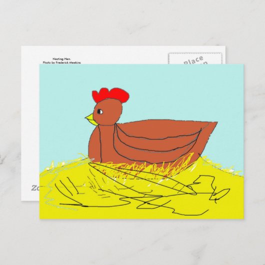 Carte Postale Hen de nidification (Devant / Derrière)