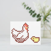 Carte Postale Hen Et Chick Pixel Art (Debout devant)