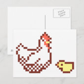 Carte Postale Hen Et Chick Pixel Art (Devant / Derrière)
