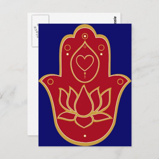 Carte Postale Henna Hamsa Lotus (Devant / Derrière)