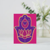 Carte Postale Henna Hamsa Lotus rose (Debout devant)