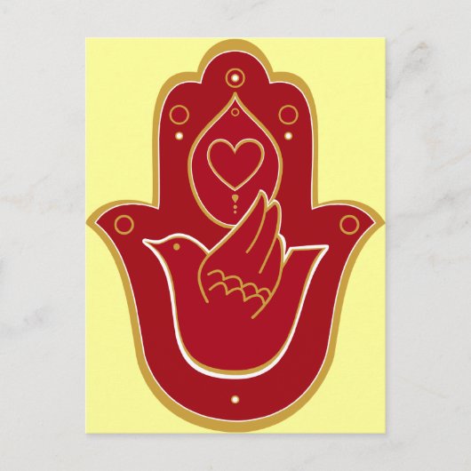 Carte Postale Henna Paix et Amour Hamsa (Devant)