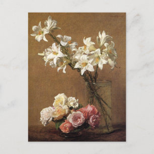 Carte postale Henri Fantin-Latour Roses et Lilies