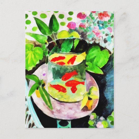 Carte Postale Henri Matisse, Le poisson rouge, dessin numérique (Devant)