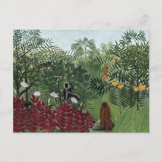 Carte Postale Henri Rousseau - Forêt tropicale avec singes (Devant)