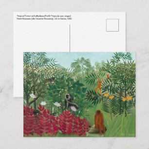 Carte Postale Henri Rousseau - Forêt tropicale avec singes