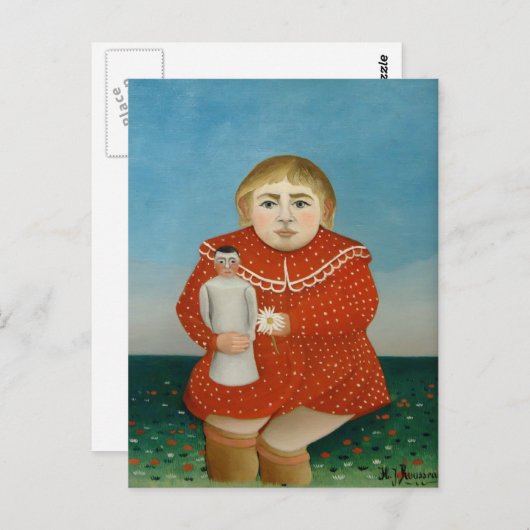 Carte Postale Henri Rousseau - La fille avec une poupée (Devant / Derrière)