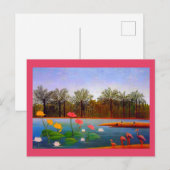 Carte Postale Henri Rousseau, Peinture de Flamants roses (Devant / Derrière)