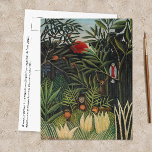 Carte Postale Henri Rousseau - Singes et perroquet dans la forêt