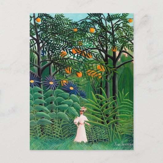 Carte Postale Henri Rousseau - Une femme marche dans une forêt e (Devant)