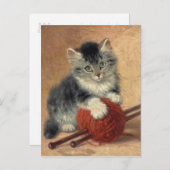 Carte Postale Henriëtte Ronner-Knip Un chaton avec une boule de  (Devant / Derrière)