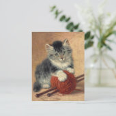 Carte Postale Henriëtte Ronner-Knip Un chaton avec une boule de  (Debout devant)