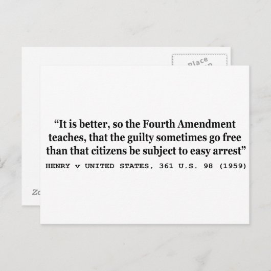 Carte Postale HENRY/ÉTATS-UNIS 361 É.-U. 98 1959 4e amendement (Devant / Derrière)