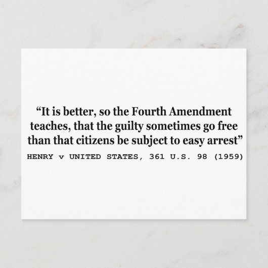 Carte Postale HENRY/ÉTATS-UNIS 361 É.-U. 98 1959 4e amendement (Devant)