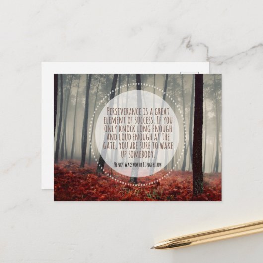 Carte Postale Henry Longfellow Citation Inspirationnelle Persévé (Devant/Arrière en situation)