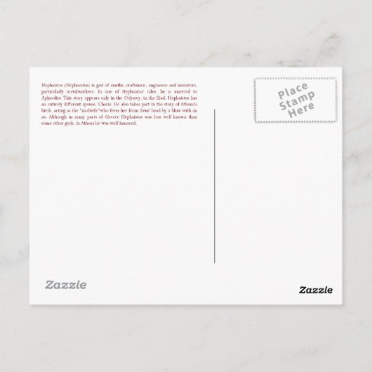 Carte Postale Héphaistos (Dos)
