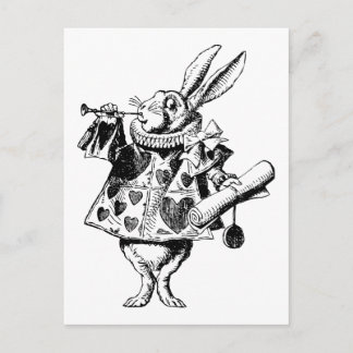Carte Postale Héraut de lapin blanc en noir