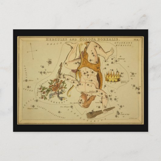 Carte Postale Hercules (Heracles) et Corona Borealis (Devant)