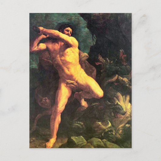 Carte Postale Hercules vs hydra par Gudio Reni (Devant)