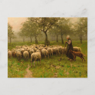 Carte Postale Herderin Met Kudde Schapen par Anton Mauve (vers 1