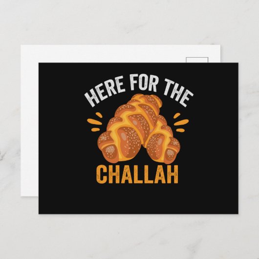 Carte Postale Here For the Challah Funny Jewish Hanukkah Bread (Devant / Derrière)
