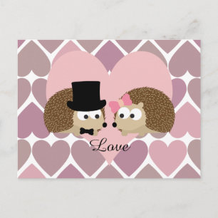 Carte Postale Hérisson Amour avec les Coeurs