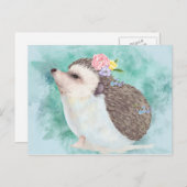 Carte Postale Hérisson aquarelle (Devant / Derrière)