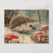 Carte Postale Hérisson dans la forêt d'hiver (Devant)