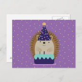 Carte Postale Hérisson de fête mignon (Devant / Derrière)