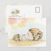 Carte Postale Hérisson de la forêt automnale aquarelle (Devant / Derrière)